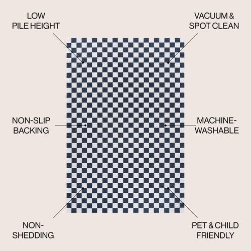 Jonathan Y Ainsley Modern Cottage Checkerboard Washable Area Rug In Dark Blue/white