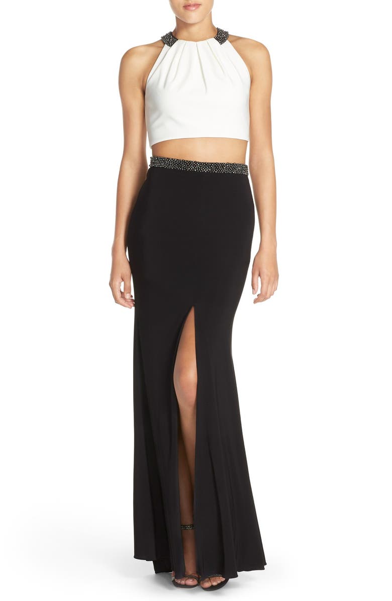 Xscape Beaded Stretch Two-Piece Gown | Nordstrom