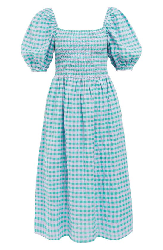 Shop Barbour Geranium Gingham Cotton Seersucker Dress In Blue Multi