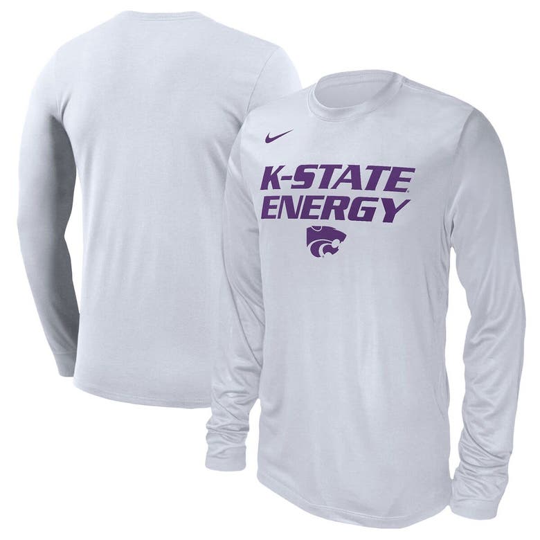 Shop Nike Unisex   White Kansas State Wildcats 2024 On-court Bench Long Sleeve T-shirt