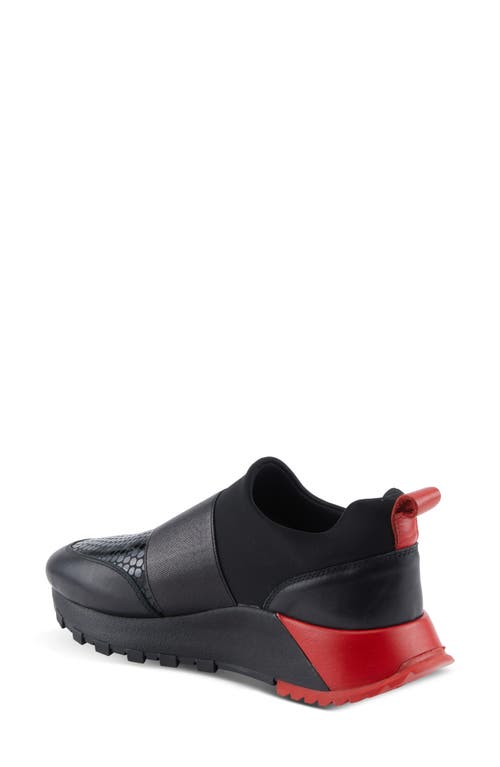 Azura By Spring Step Posh Mixed Media Slip-on Sneaker In Black Multi Croco