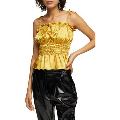 Topshop Rosie Shirred Tie Shoulder Camisole, US (fits like 0-2) - Yellow