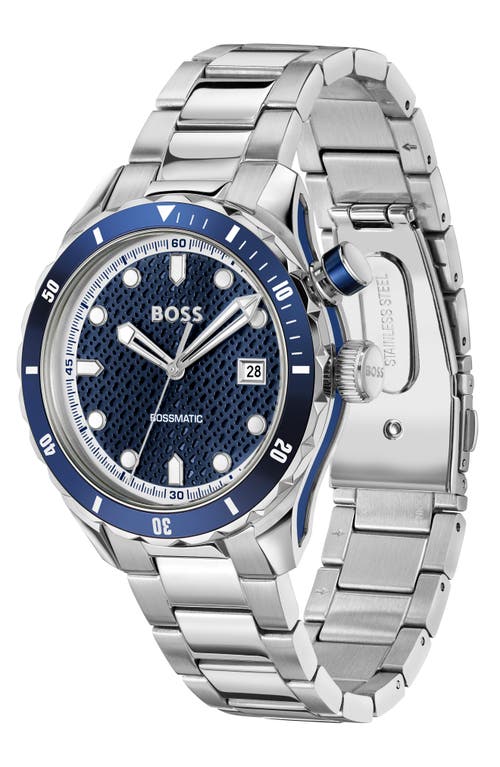 Shop Hugo Boss Boss Matic Bracelet Watch, 42mm In Silver/blue