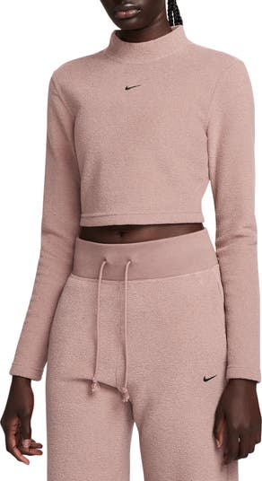 Nike Sportswear Phoenix Plush Women's Slim Mock-Neck Long-Sleeve Cropped  Cosy Fleece Top