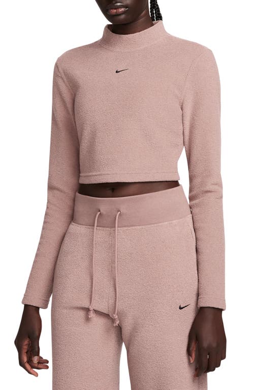 Shop Nike Sportswear Cozy Long Sleeve Crop Top In Smokey Mauve/black