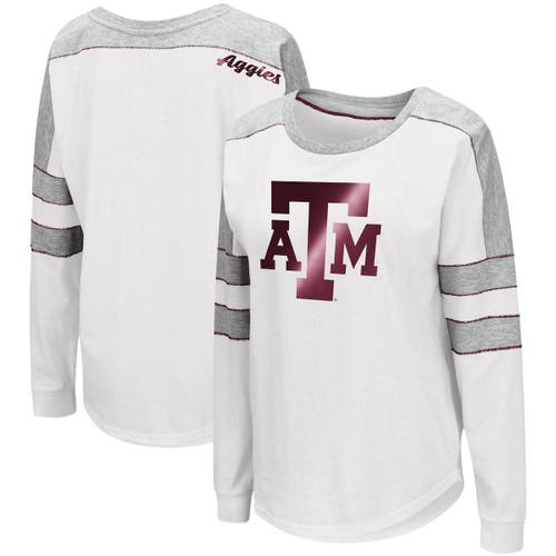 Women's Colosseum White Texas A & M Aggies Trey Dolman Long Sleeve T-Shirt