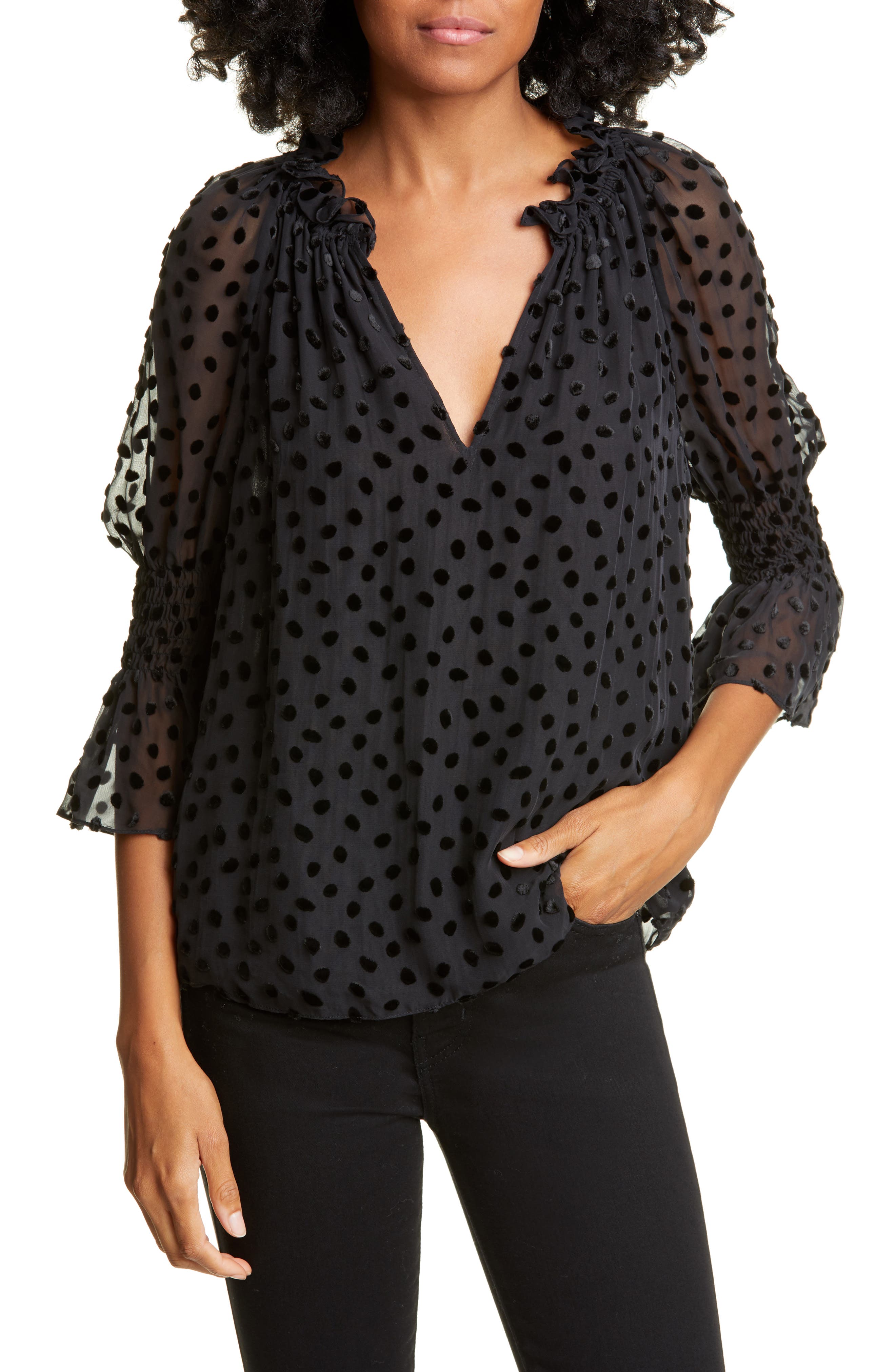 rebecca taylor polka dot blouse