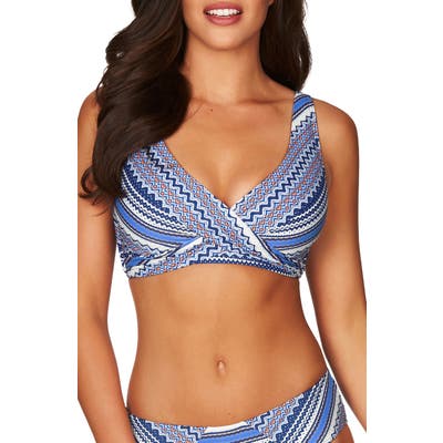 Sea Level Paneled Print Bikini Top, Blue