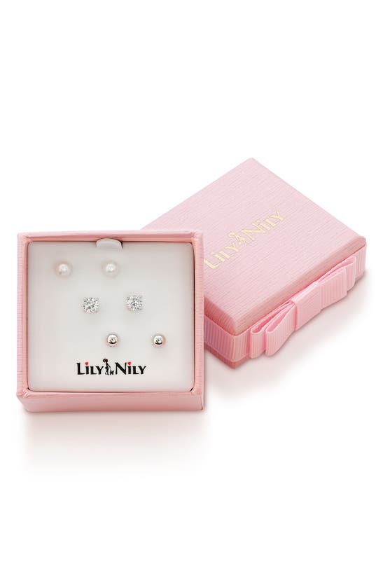 Shop Lily Nily 3-pair Stud Earrings In Silver