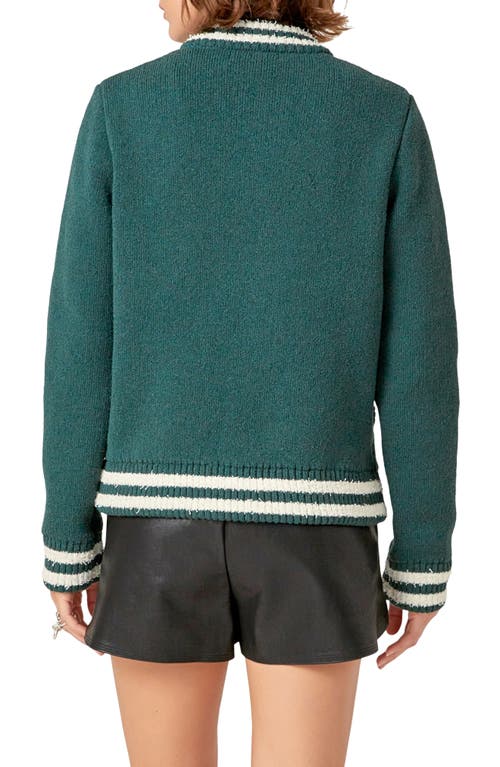 English Factory Knit Bomber Jacket In Green