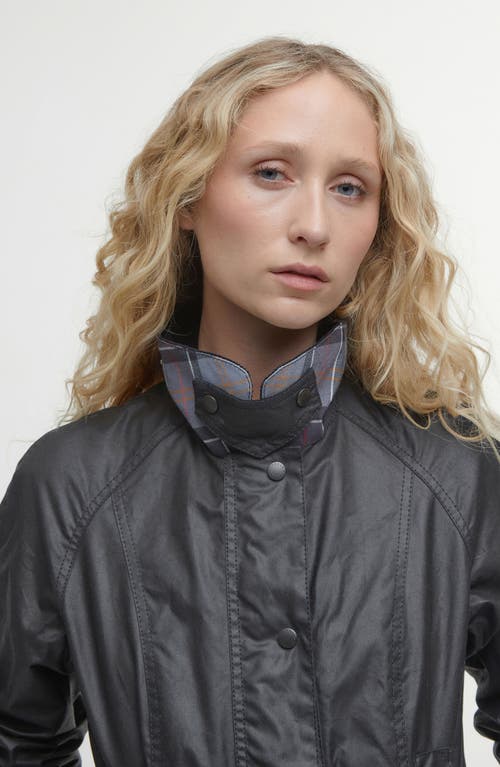 Barbour Beadnell Water Resistant Waxed Cotton Jacket In Black