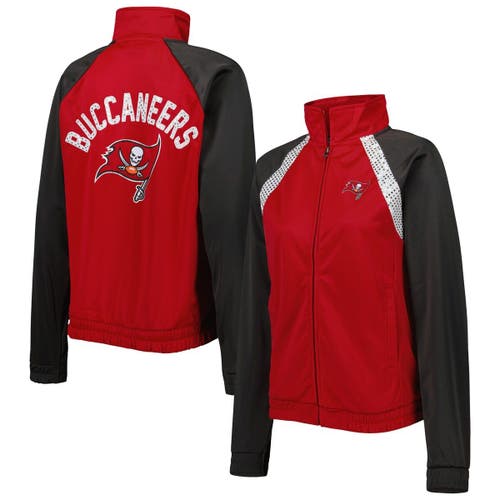 Women's G-III 4Her by Carl Banks Red/Pewter Tampa Bay Buccaneers Confetti Raglan Full-Zip Track Jacket