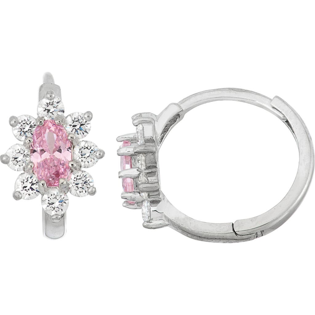 Fzn Cz Cluster Hoop Earrings In White