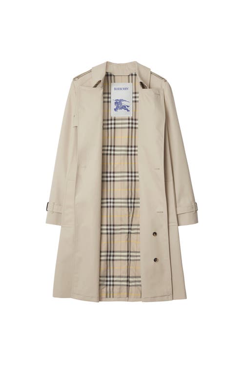 Burberry Mid-length Cotton Blend Trench Coat In Taupe