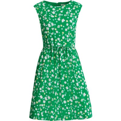 Petite 1901 Floral Sleeveless Cotton Blend Poplin Dress, Green