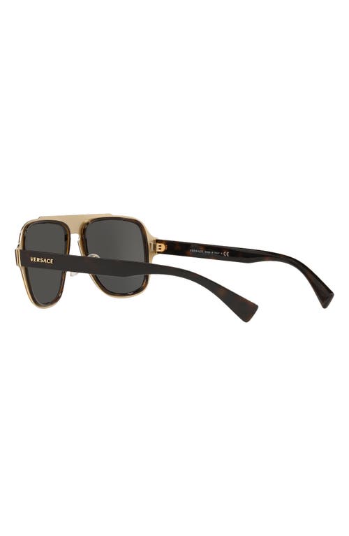 Shop Versace 56mm Mirrored Aviator Sunglasses In Dark Havana/grey Gold Mirror