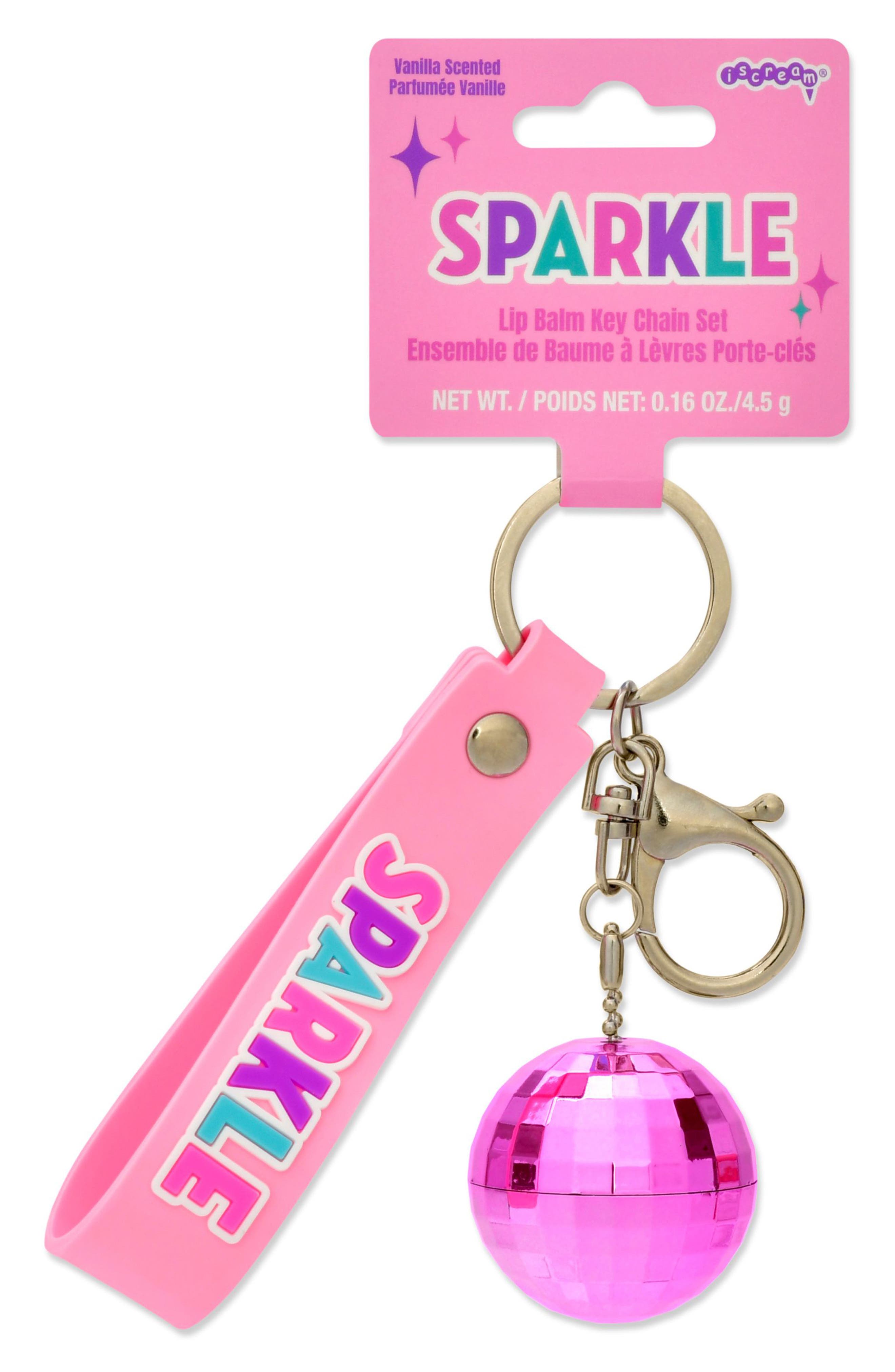Iscream Kids' Sparkle Lip Balm Key Chain Set in Pink 