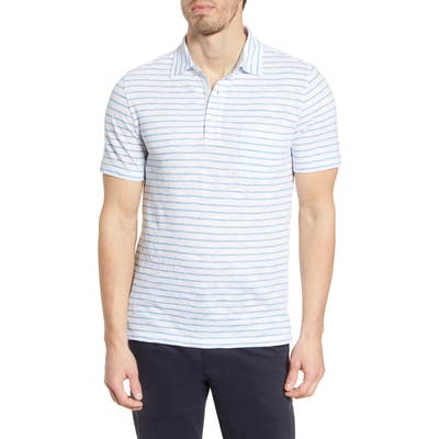 Faherty Stripe Heather Cotton Blend Polo, White