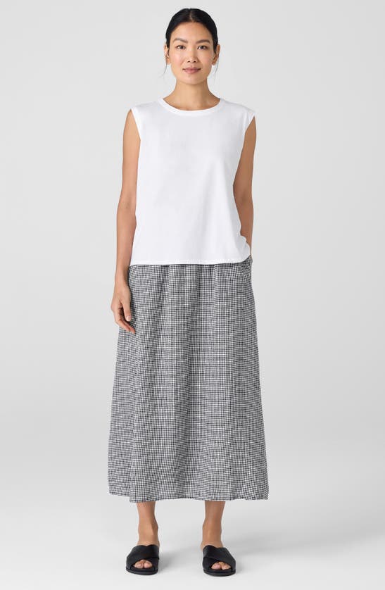 Eileen Fisher Crewneck Organic Cotton Jersey Sleeveless Top In White
