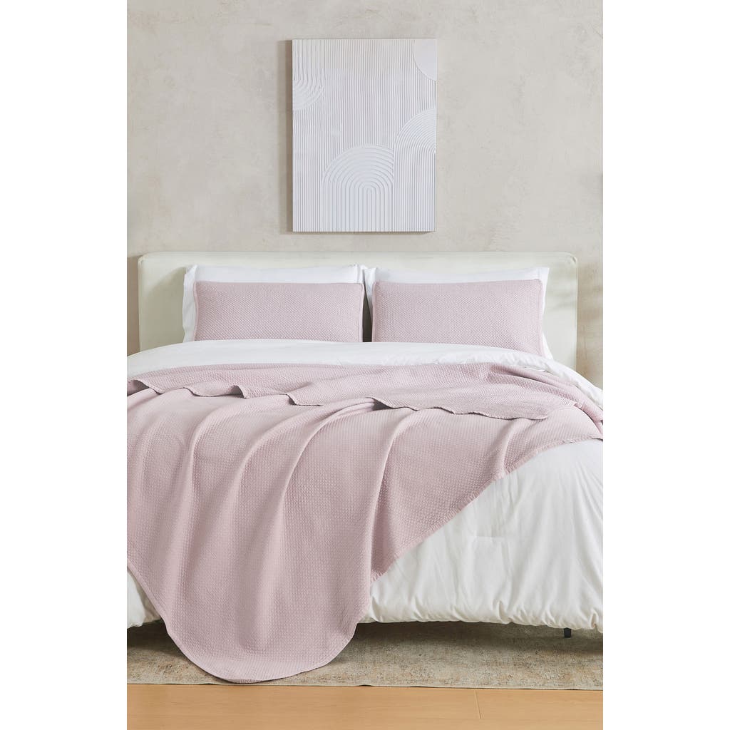 Woven & Weft Stonewashed Quilt & Sham Set In Rose Pink