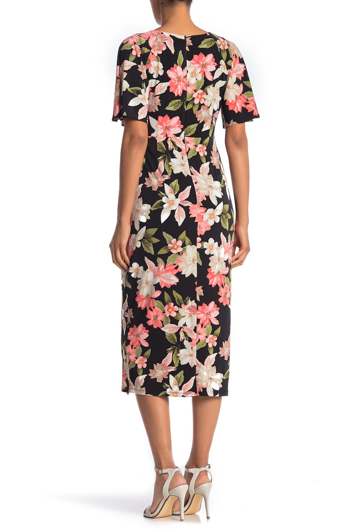 Maggy London | Floral Flutter Sleeve Faux Wrap Midi Dress | Nordstrom Rack