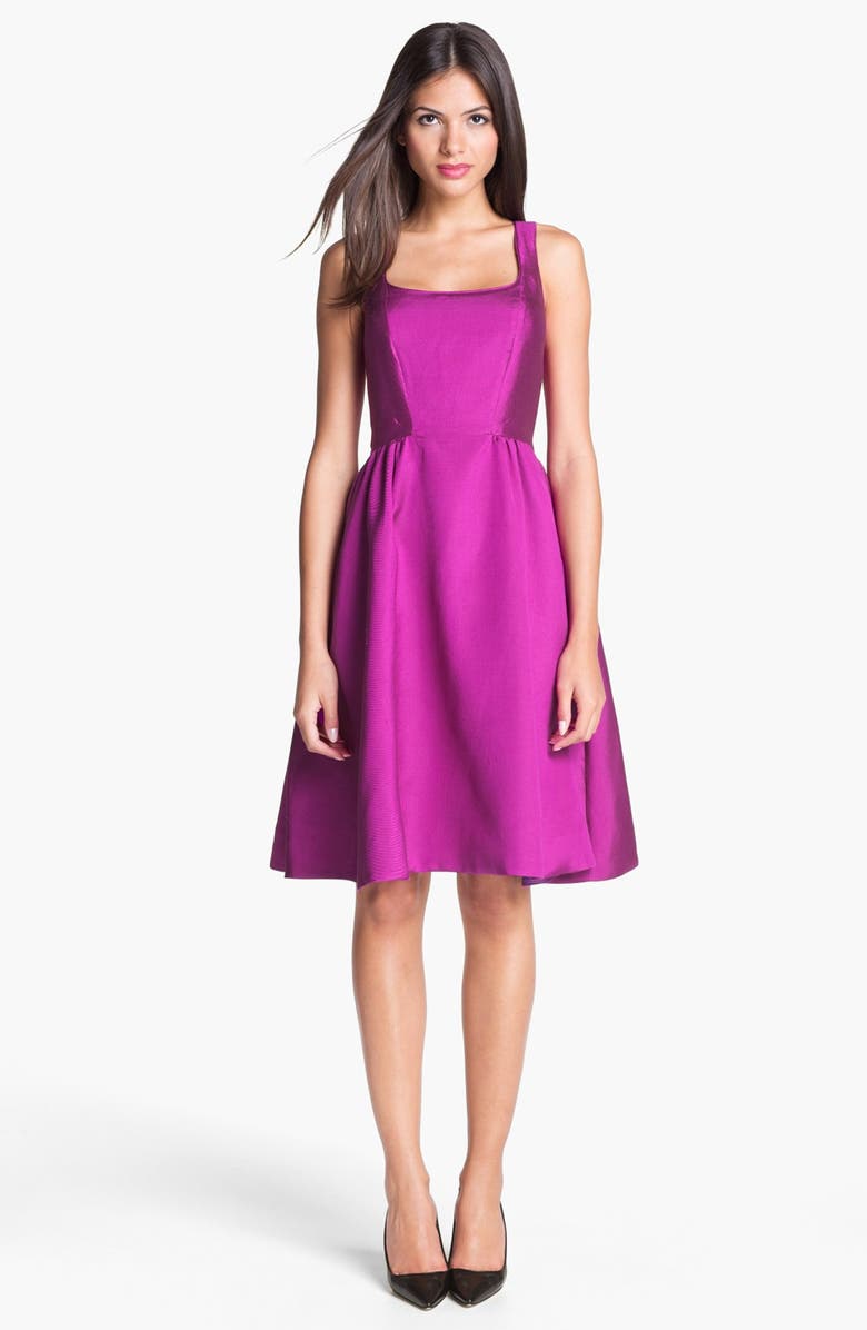 KATE SPADE NEW YORK 'landry' silk blend fit & flare dress, Main, color, BAJAROSE