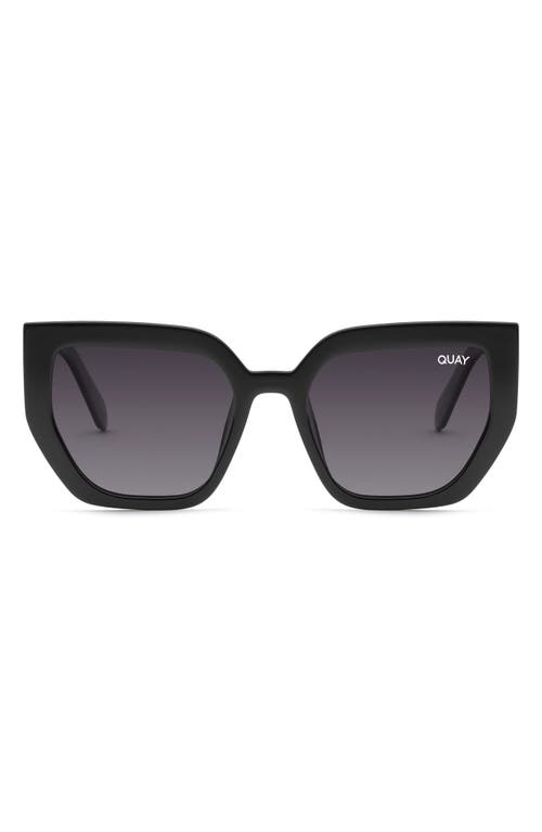 Contoured 45mm Polarized Cat Eye Sunglasses in Black/Smoke Polarized