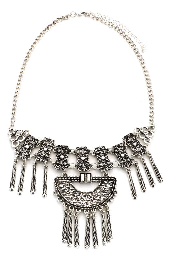 Shop Panacea Crystal Fringe Necklace In Silver