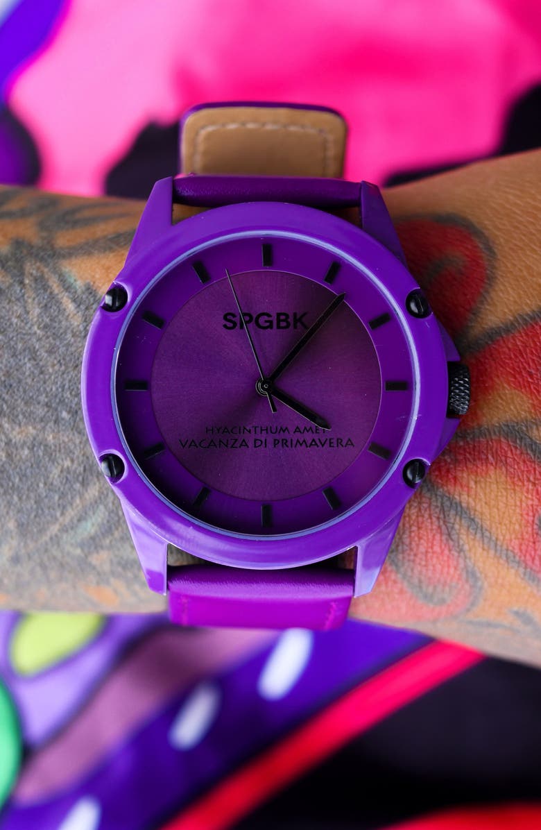 SPGBK Watches Britt Leather Strap Watch, 44mm, Alternate, color,