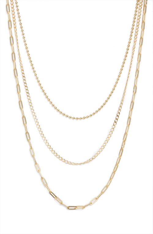 Three-Row Layered Chain Necklace in Gold