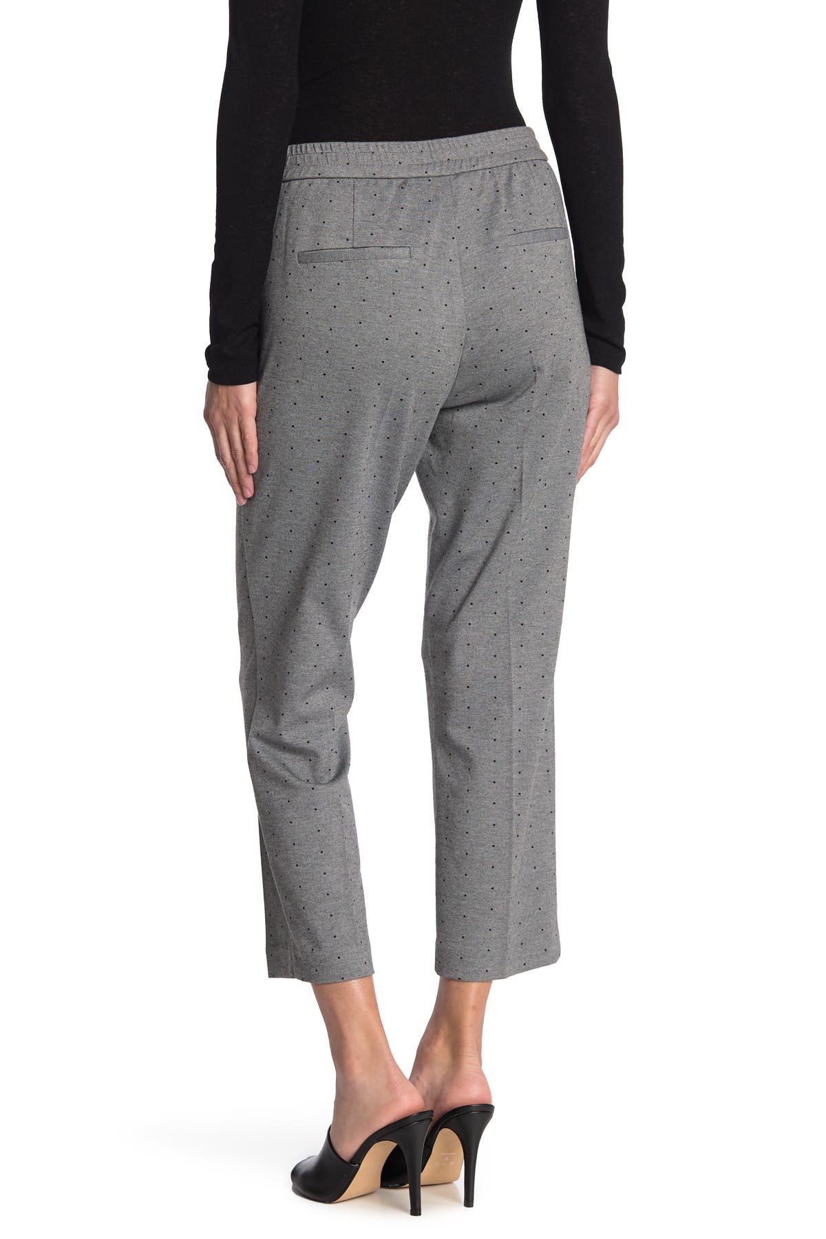 Amanda & Chelsea Dot Pull-on Crop Pants In Grey/blk
