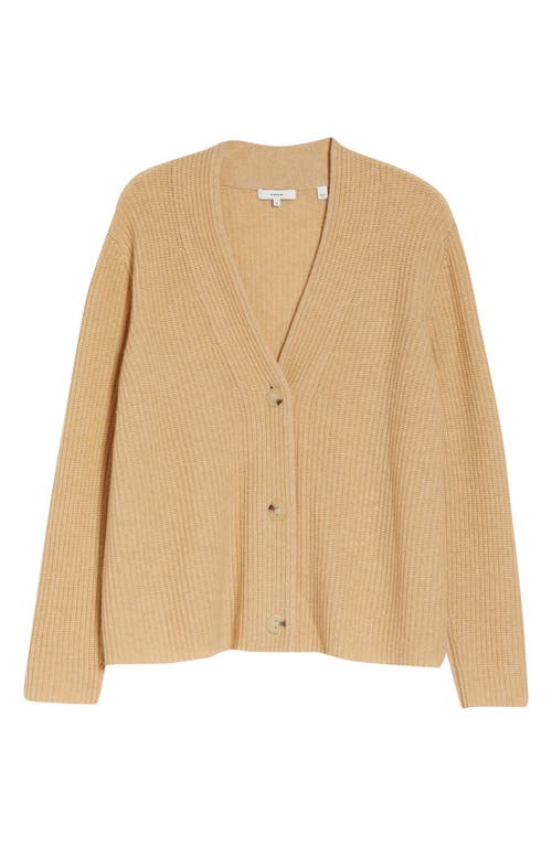 Vince Raised Collared Wool & Cashmere-blend Cardigan In Light Brass