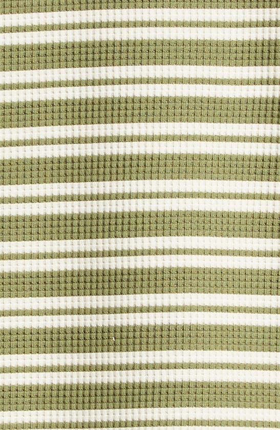 Shop Tiny Tribe Kids' Stripe Waffle Knit T-shirt In Forest Stripe