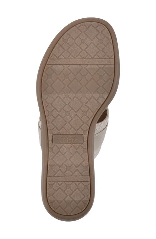 Shop Cliffs By White Mountain Benedict Wedge Thong Sandal In Taupe/woven