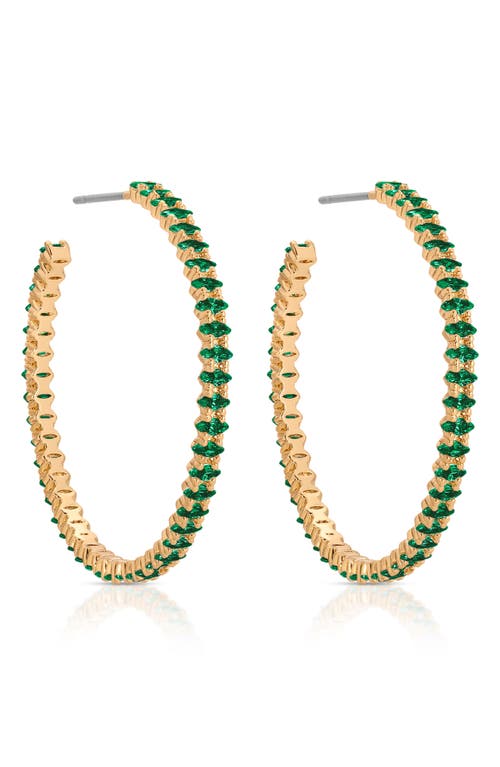 Ettika Dainty Marquise Cubic Zirconia Hoop Earrings In Green
