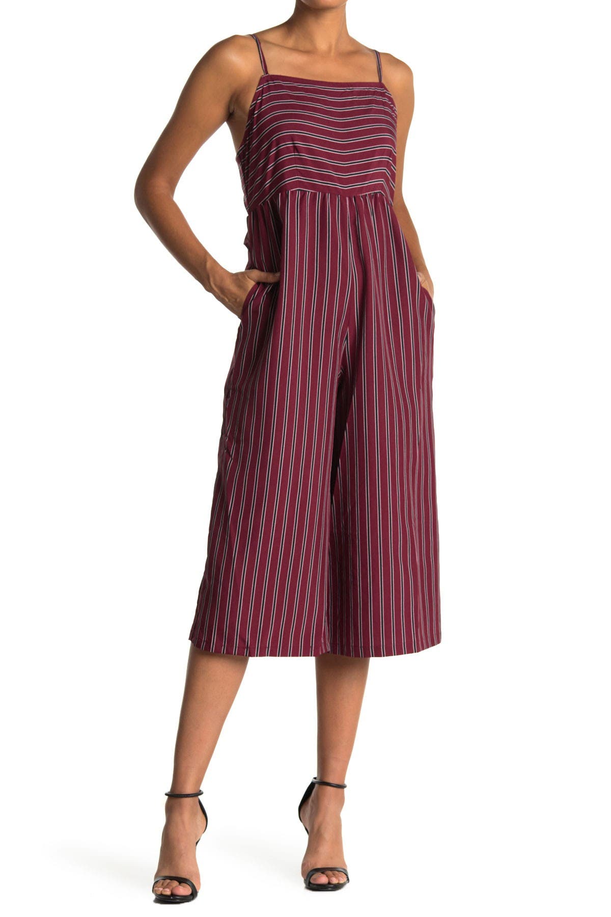 striped wide leg jumpsuit