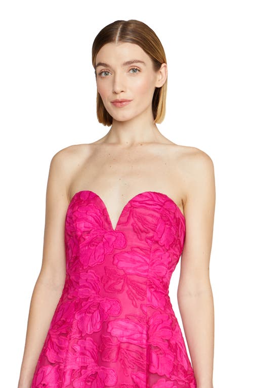 Shop ml Monique Lhuillier Francine Strapless Jacquard Gown In Cerise Pink