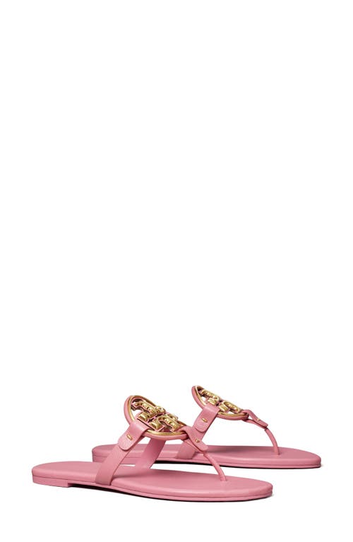 Tory Burch Metal Miller Soft Leather Sandal In Pink Bubblegum/gold