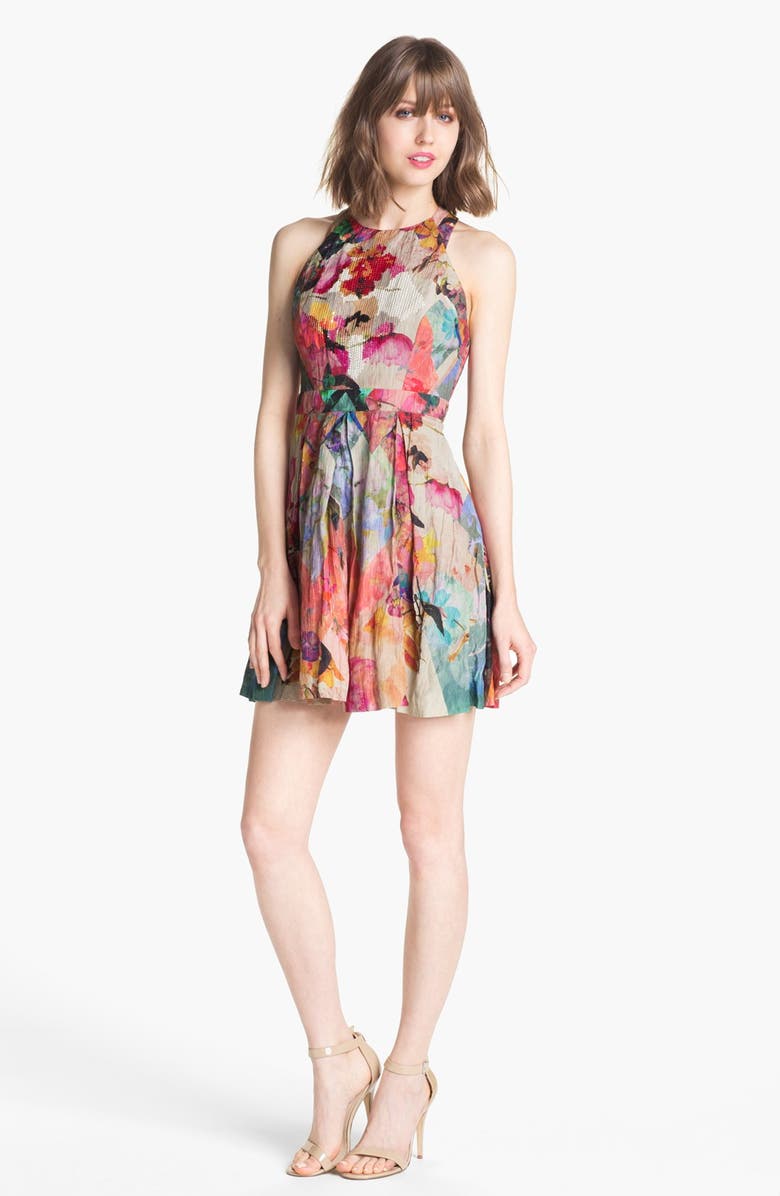Nicole Miller 'Blue Eden' Floral Print Fit & Flare Dress | Nordstrom