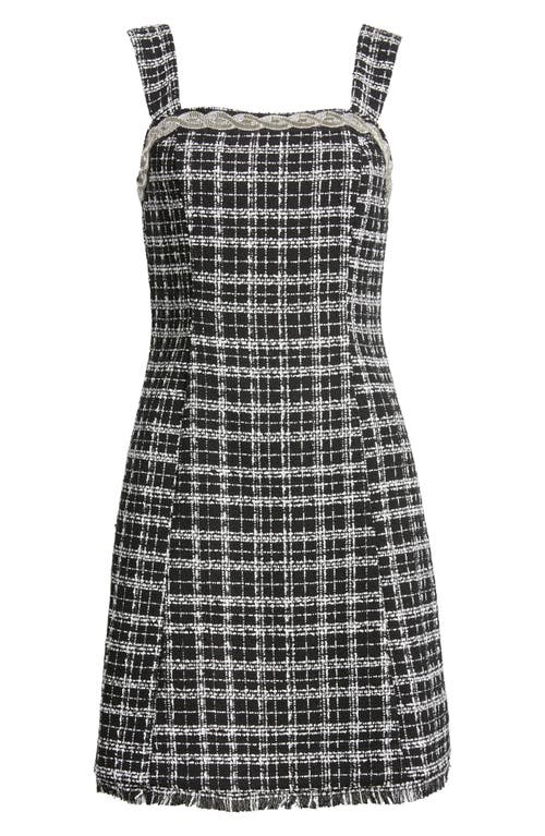 Shop Tahari Asl Rhinestone Detail Tweed Sheath Dress In Black Vanilla