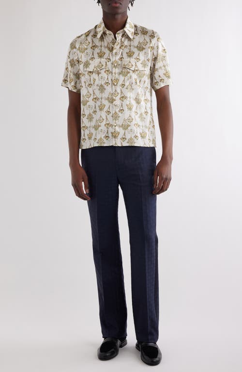 Givenchy Printed Chandelier Shirt In Silk In Cream/ochre
