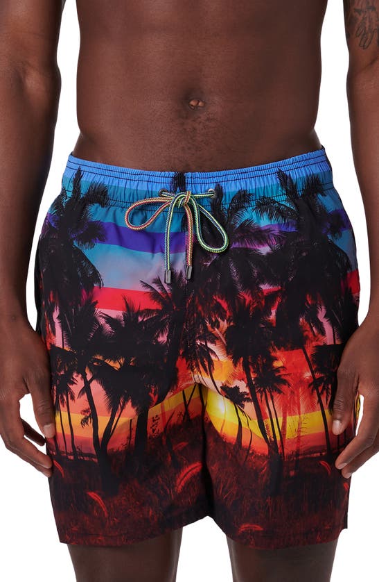 Shop Bugatchi Cosmo Swim Trunks In Tangerine