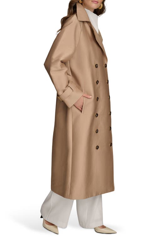 Shop Donna Karan New York Double Breasted Trench Coat In Khaki