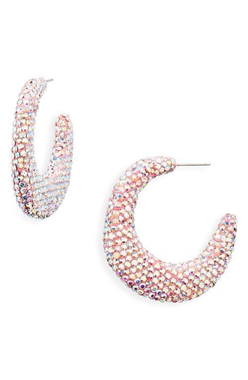 Archer Pavé Hoop Earrings in Pink/holographic Crystal