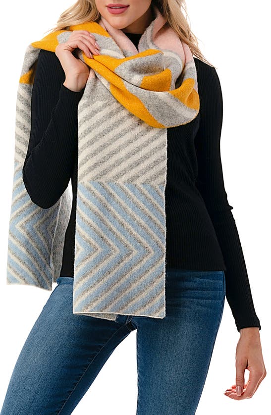 Marcus Adler Ultra Soft Chevron Knit Scarf In Yellow