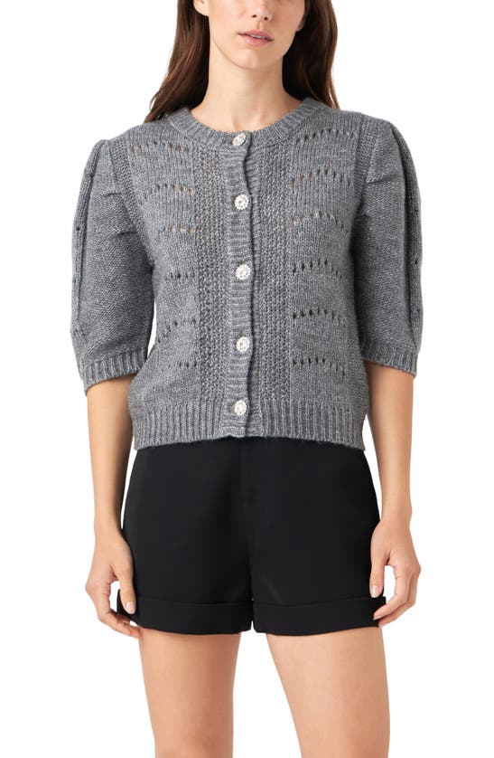 ENGLISH FACTORY ENGLISH FACTORY POINTELLE PUFF SLEEVE CARDIGAN