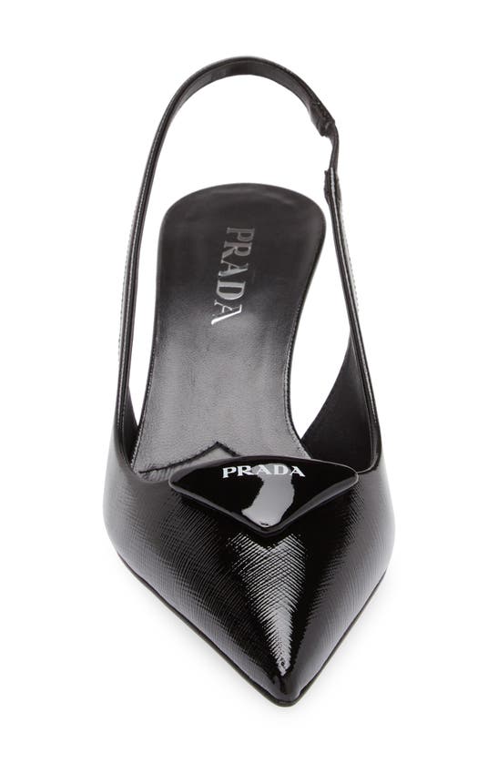 Prada Elegant Leather Slingback Pumps With Pointed Toe In Nero