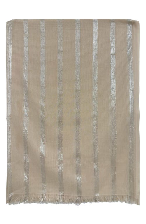 Cole Haan Metallic Stripe Oblong Scarf In Ivory