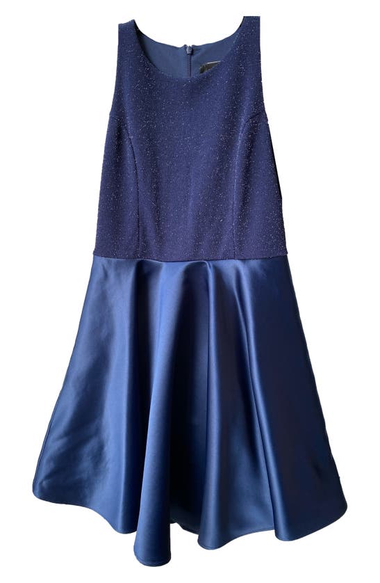 Un Deux Trois Kids' Shimmer Fit & Flare Dress In Blue