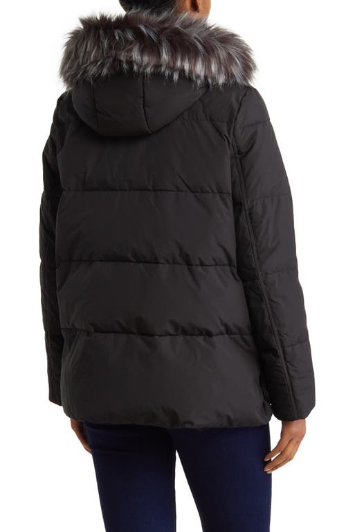 Shop Andrew Marc Essential Water Resistant Down Puffer Faux Fur Hooded Jacket In Black